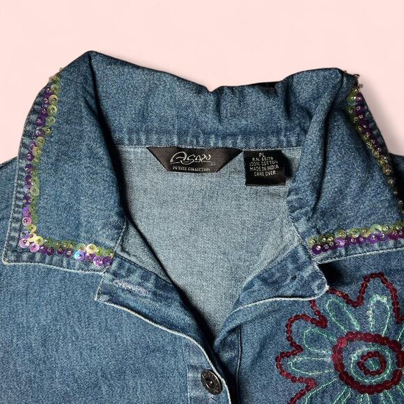 Vtg blue denim button up shirt - Picture 2 of 4